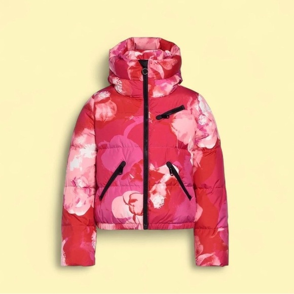 Goldbergh Jackets & Blazers - Goldbergh Puffer Ski Jacket Alpenrose Floral Print Hooded Down Pink Size 8
